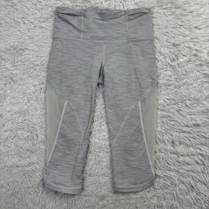 Lululemon Pants Womens‎ 6 Gray Run With The Sun Cropped Leggings Mesh Panels Gym